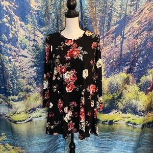 Black Floral Long-sleeve Dress